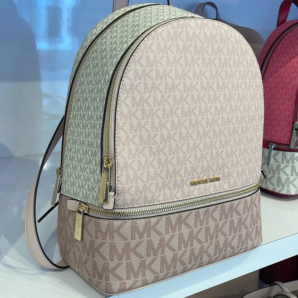 MICHAEL KORS Rhea Medm Zip Color-Block Signature Logo Backpack
PWD BLSH MLT
NWT - Picture 2 of 16